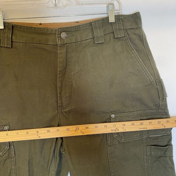 Duluth Trading Cargo Canvas Pants Men’s 36x29 Olive Green Work Outdoor Casual - Picture 4 of 12